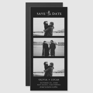 Carte Magnétique Mariage magnétique noir élégant de la bande photo