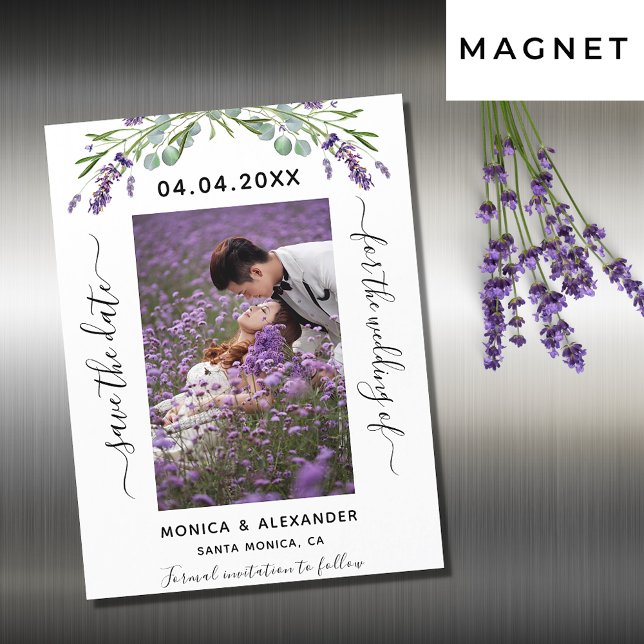 Carte Magnétique Mariage photo de la lavande Enregistrer l'aimant D (Créateur téléchargé)
