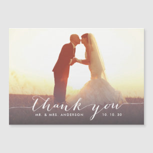Carte Magnétique Mariage photo de Merci de script chic à la main