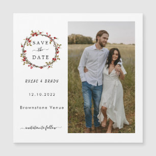 Carte Magnétique Mariage photo des baies d'hiver Enregistrer la dat