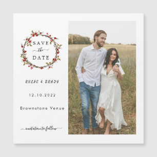 Carte Magnétique Mariage photo des baies d'hiver Enregistrer la dat
