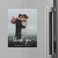 Carte magnétique Mariage photo Merci manuscrite