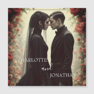 Carte Magnétique Mariage romantique en Elégance noire