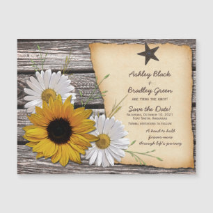 Carte Magnétique Mariage rustique de la fête du tournesol Sauvez la