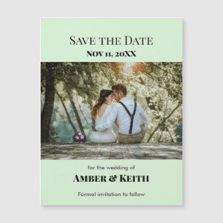 Carte Magnétique Mariage Simple Élégant Enregistrer La Date Green A