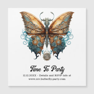 Carte Magnétique Mariage Steampunk en dentelle Swallowtail Butterfl