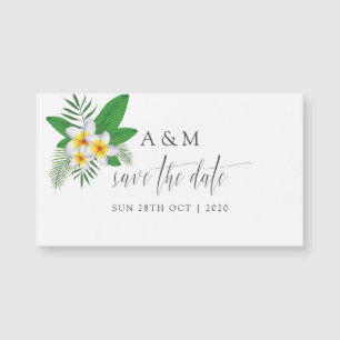 Carte Magnétique Mariage tropical de plage à l'aquarelle Enregistre