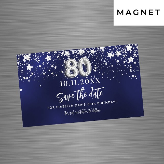 Carte Magnétique Marine bleu étoiles 80e anniversaire Enregistrer l (Créateur téléchargé)