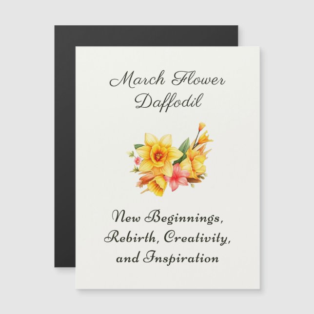 Carte Magnétique Mars Mois de la naissance Daffodique cadeau de nai (Devant / Derrière)