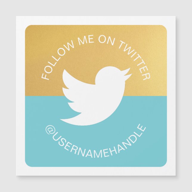 Carte Magnétique Médias sociaux modernes Twitter Suivez-moi (Devant)
