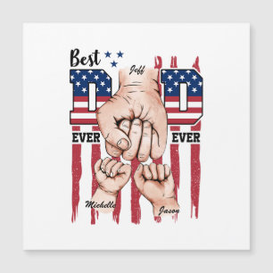 Carte Magnétique Meilleur Papa Jamais - Fist Bump USA Drapeau - 2 E