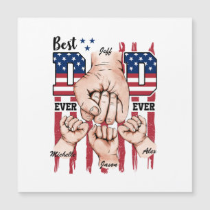 Carte Magnétique Meilleur Papa Jamais - Fist Bump USA Drapeau - 3 E
