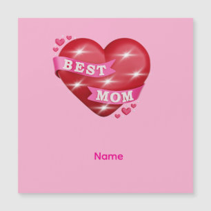 Carte Magnétique Meilleure Maman Cadeau 3D Rouge Brillante Fête des