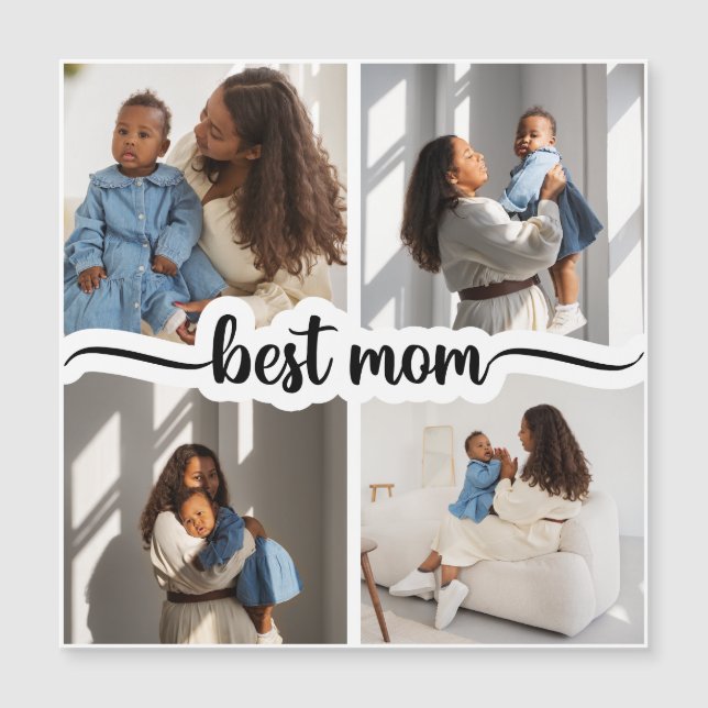 Carte Magnétique Meilleure Maman Personnalisée 4 Photo Collage (Devant)