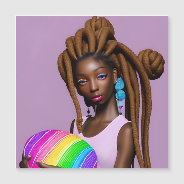 Carte Magnétique Melanin Sista Reine de Pâques Printemps femme noir (Devant)