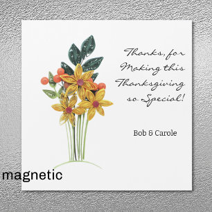 Carte magnétique Merci à fleurs rembourrées papier