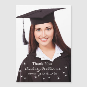 Carte Magnétique Merci de graduation photo avec éclat