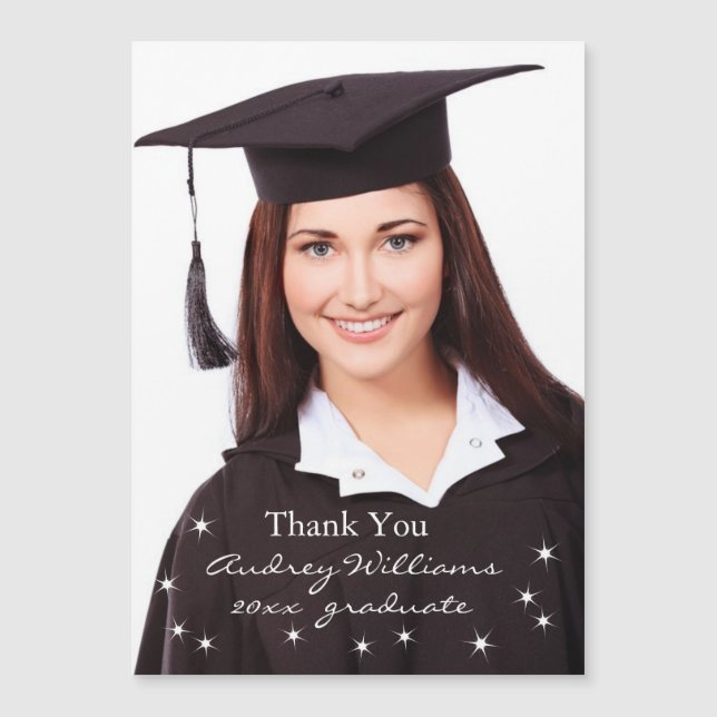 Carte Magnétique Merci de graduation photo avec éclat (Devant)
