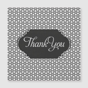 Carte Magnétique Merci élégant sur Motif noir blanc Hexagon