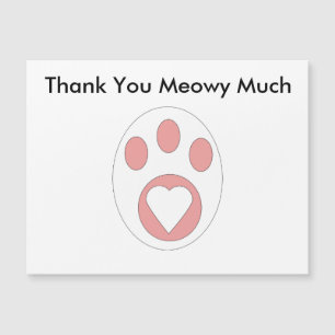 Carte Magnétique Merci Empreinte de Patte de Chat Cœur Personnalisa