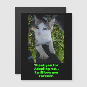 Carte Magnétique Merci m'adoptant.. vous aimera pour toujours Chat
