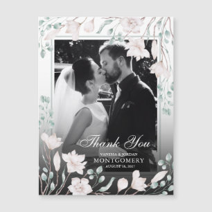Carte Magnétique Merci Magnolia Eucalyptus Mariage Photo