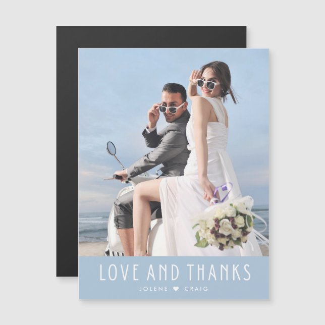 Carte Magnétique Merci Mariage photo moderne (Devant / Derrière)