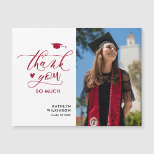 Carte Magnétique Merci moderne Red Elegant Script Graduation