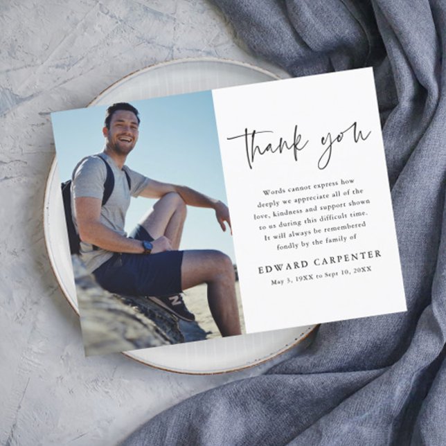 Carte Magnétique Merci photo commémoratif funéraire simple minimal (Créateur téléchargé)