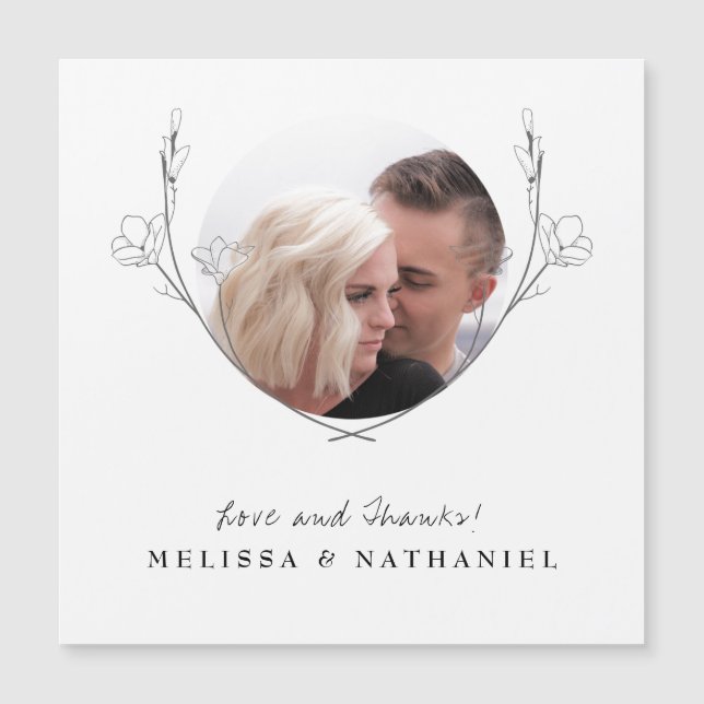 Carte Magnétique Merci photo de Mariage de la couronne végétale (Devant)