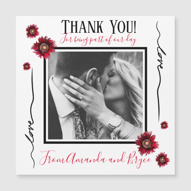 Carte Magnétique Merci simple pavot rouge (Devant)