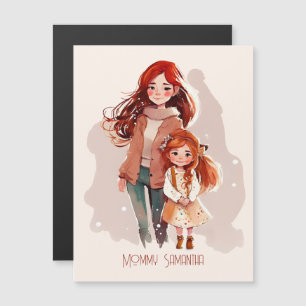 Carte Magnétique Mère et fille élégante personnalisée