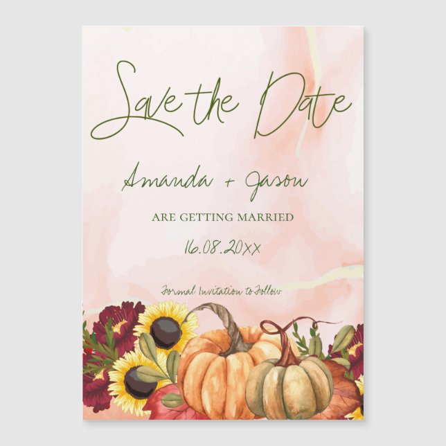 Carte Magnétique Mignonne Citrouille Mariage de automne Automne Enr (Devant)