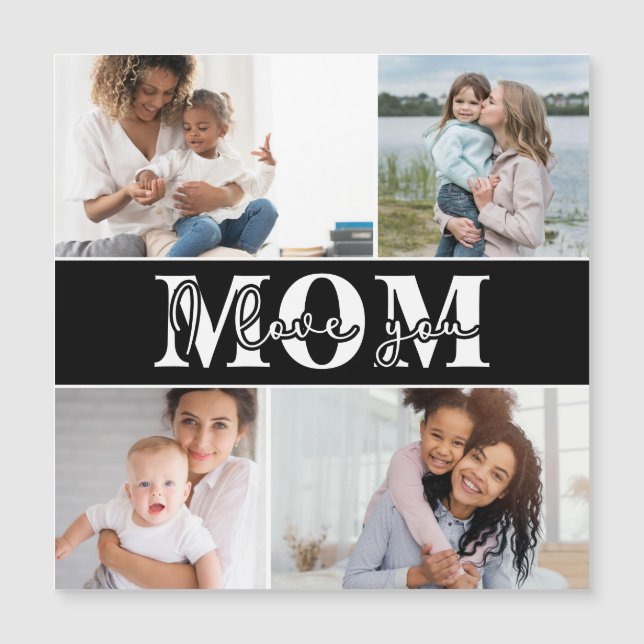 Carte Magnétique Mignonne JE T'AIME MOM Fête des Mères Photo (Devant)