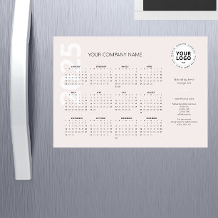 Carte Magnétique Minimum Pale Blush Cream Business Calendar 2025