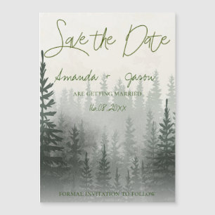 Carte Magnétique Misty Romantic Forest Trees Mariage Enregistrer La