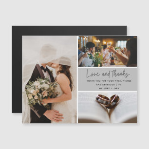 Carte Magnétique Modern 3 Photo Love Merci Mariage Merci