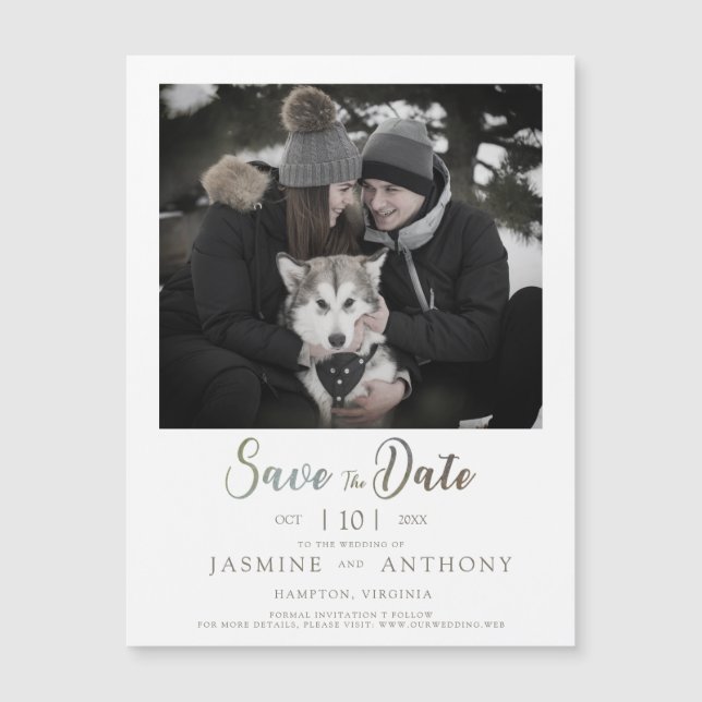 Carte Magnétique Modern Instant Photo Pet Enregistrer le Mariage de (Devant)