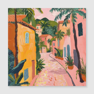 Carte Magnétique Modern Tropical Plant Print – Pink and Green