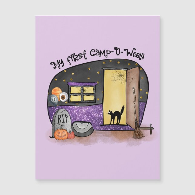 Carte Magnétique Mon premier camp-O-Ween | Halloween Camping (Devant)