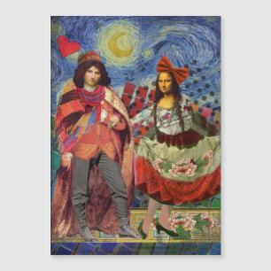 Carte Magnétique Mona Lisa Romantique Drôle Coloré Travail d'art