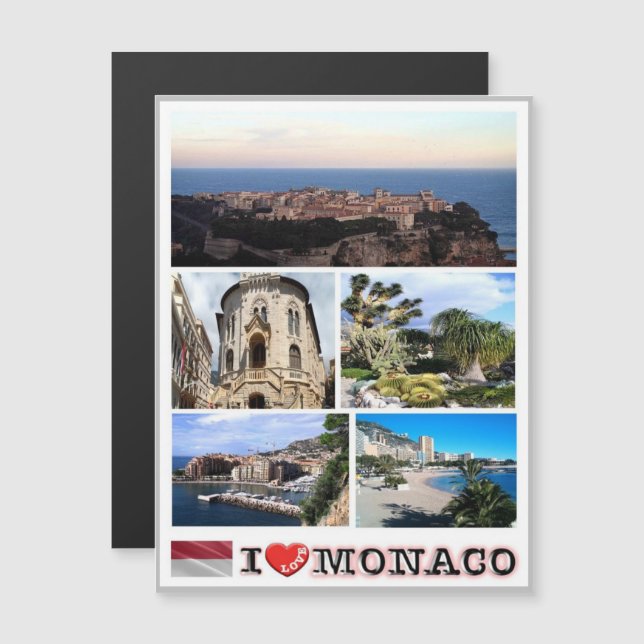 Carte Magnétique Monaco - Europe - I Love - (Devant / Derrière)