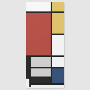Carte Magnétique Mondrian Peinture Rouge Plane Jaune Noir Gris Bleu