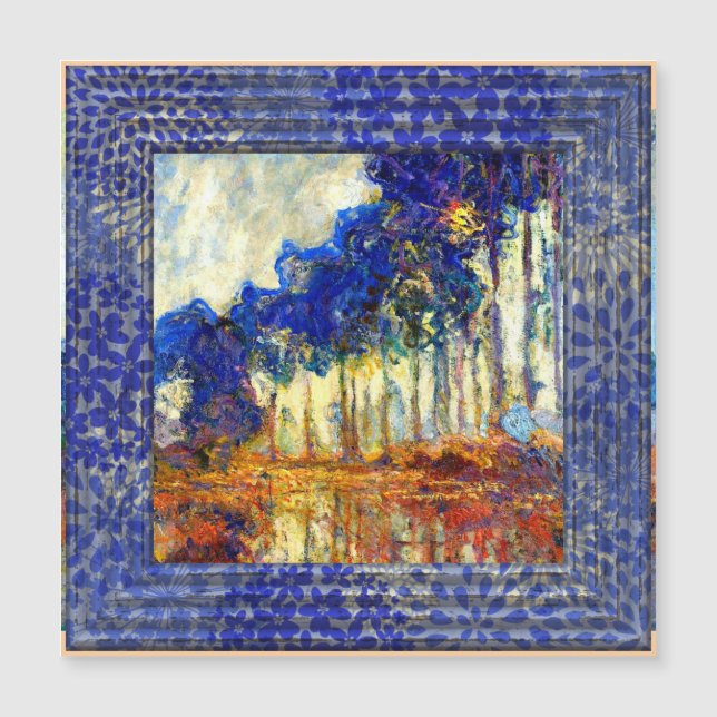 Carte Magnétique Monet, Les peupliers dans le cadre bleu d'automne  (Devant)