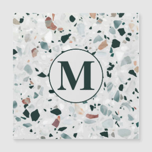 Carte Magnétique Monogramme Abstrait Terrazzo Motif