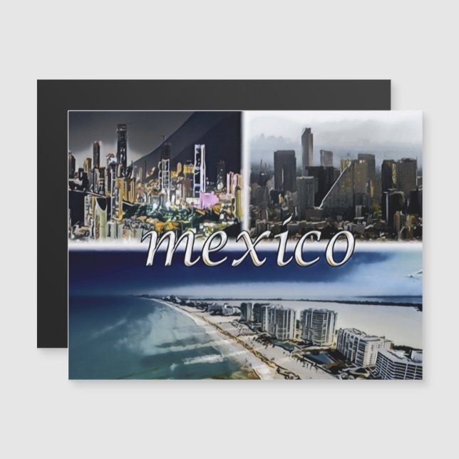 Carte Magnétique Monterrey - Mexique - Mosaic - (Devant / Derrière)