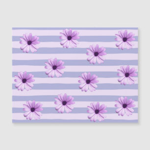 Carte Magnétique Motif à rayures pastel avec des marguerites