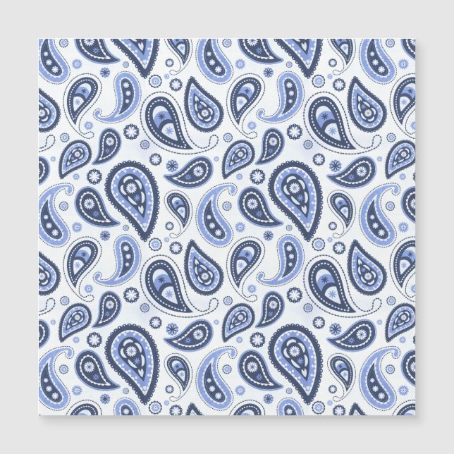 Carte Magnétique Motif Blue Paisley (Devant)