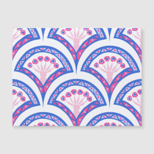 Carte Magnétique motif damassé floral bleu