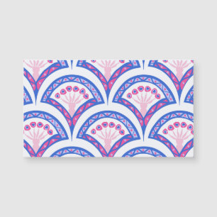 Carte Magnétique motif damassé floral bleu